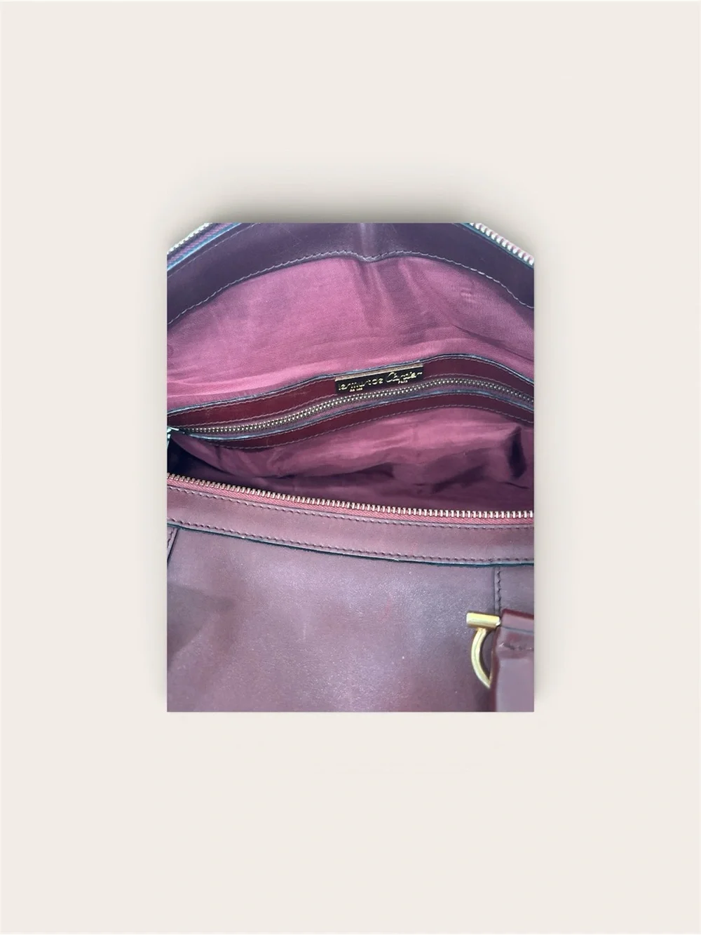Cartier Burgundy Leather Dome Satchel with Gold Hardware